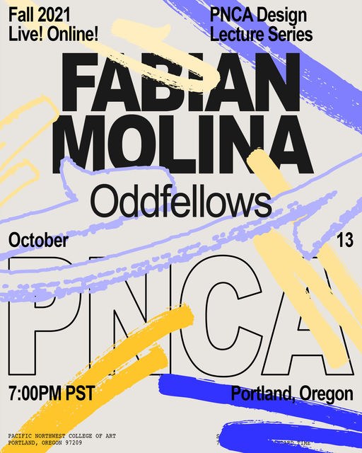 Fall 2021 Design Lecture Series poster, featuring Fabian Molina