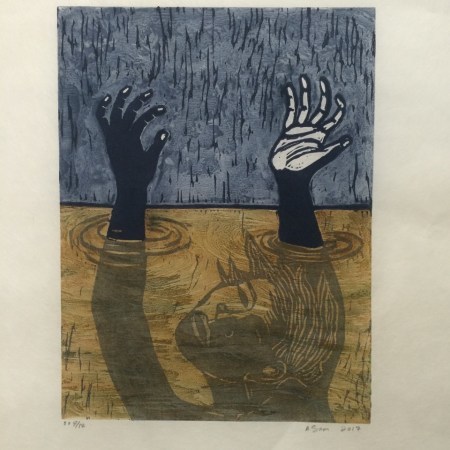 Alison Saar, “Muddy Water,” monotype/Courtesy of Paul Mullowney via Oregon ArtsWatch