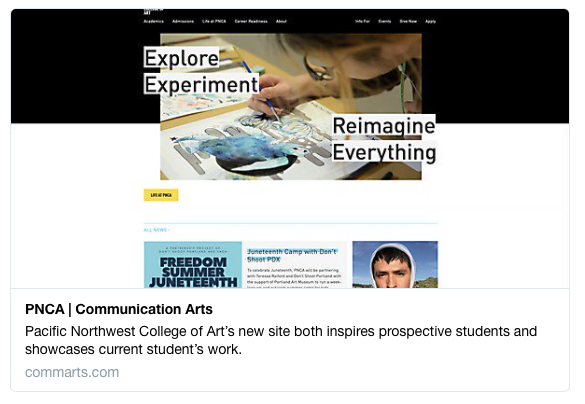Communication Arts features the new design of PNCA.edu