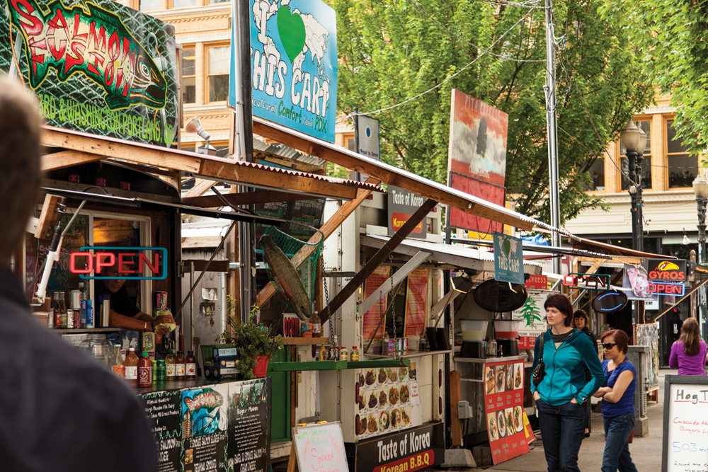 Foodcarts on Adler Street, in Portland