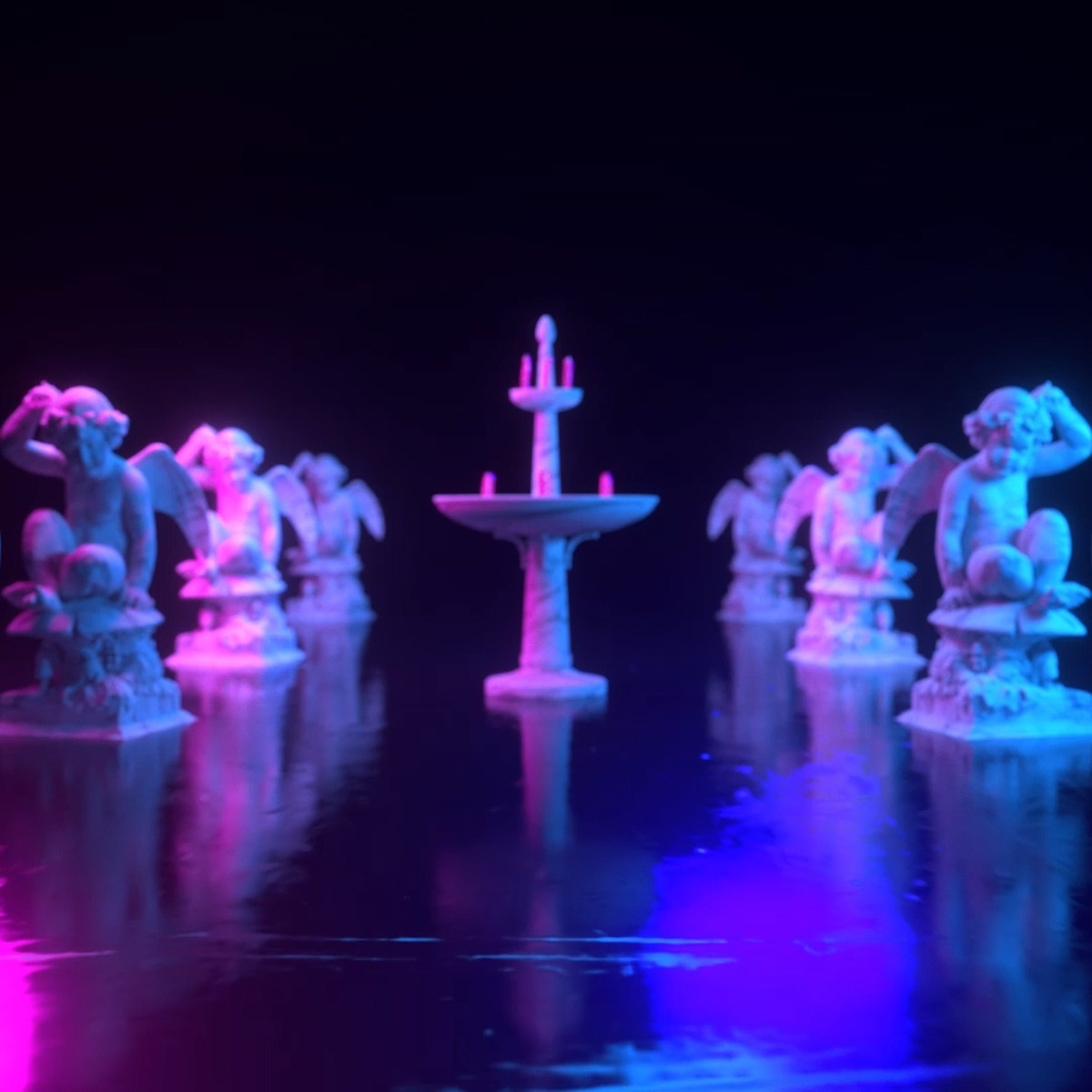 T-Pain background visual of a Fountain
