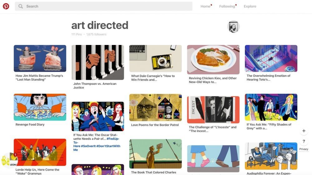 Pinterest gallery of art directed article banners