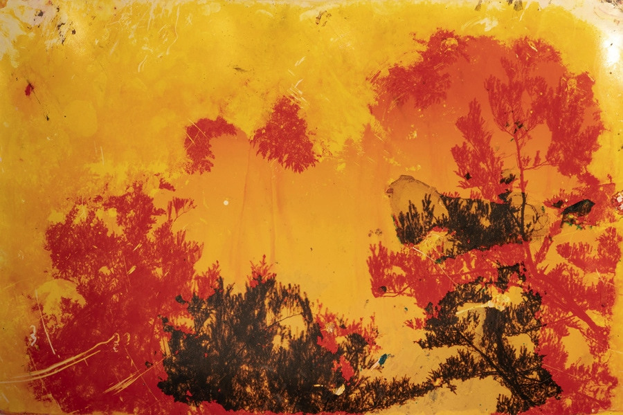 A photograph evoking a fire feel and highlighting yellow, red, orange, and black
