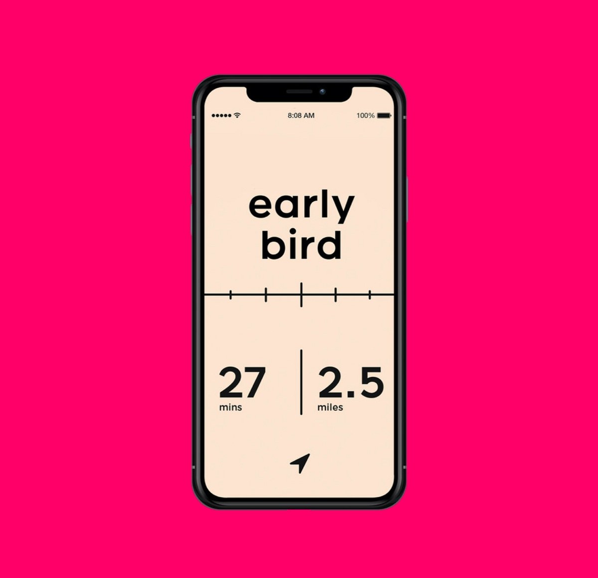 Visual screenshot of an early bird app on the phone