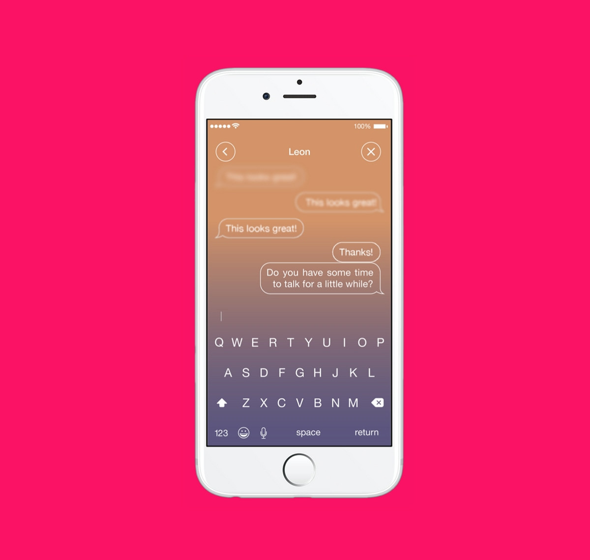 A print of a cellphone with a conversation inside a messaging app